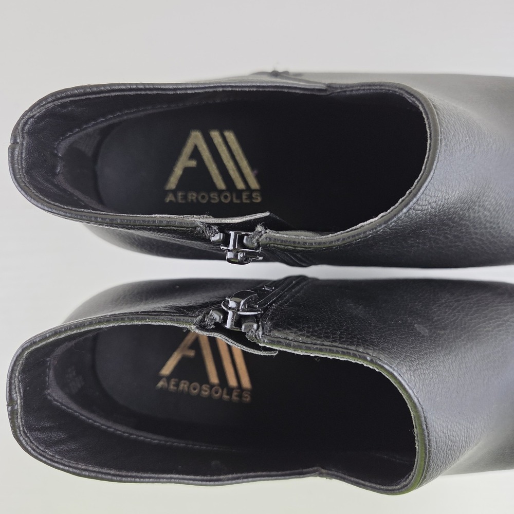 Aerosoles Cayu Black Faux Leather Slip On Ankle Booties Side Zip Womens Size 7.5 - Picture 7 of 13